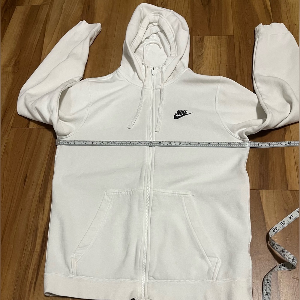 Nike White Full Zip Hoodie Small Women’s Classic Logo Athleisure Sweatshirt - Picture 9 of 10